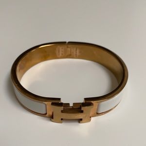 Hermès clic H bracelet - white and gold